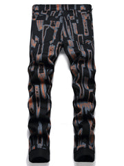 Men's Casual Letter Print Slim Fit Jeans