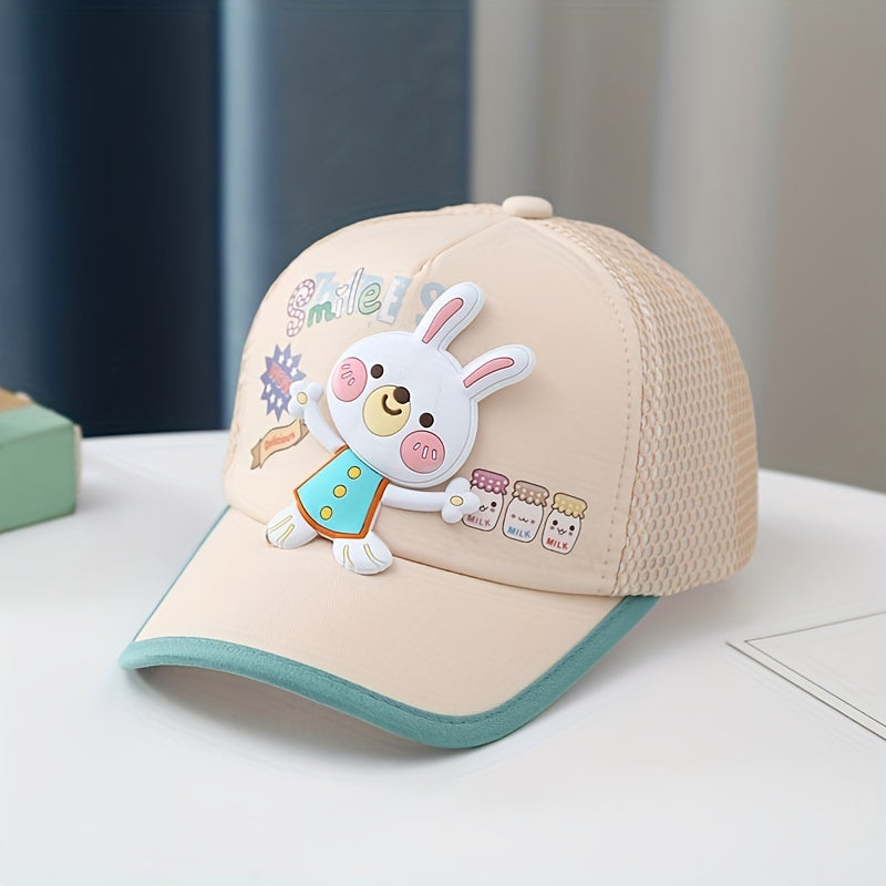 Girls Bunny Mesh Baseball Cap Adjustable Sun Hat