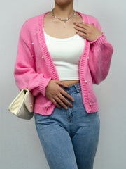 Beaded Open Front Crop Cardigan for Women