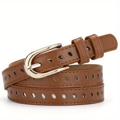 Rectangular Buckle Pin Belt Casual PU Leather Waist Belts