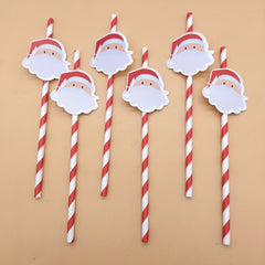 Christmas Paper Straws Set Biodegradable Party Decorations
