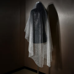 Sparkling Starlight Tulle Veil with Pearl Embellishments for Weddings