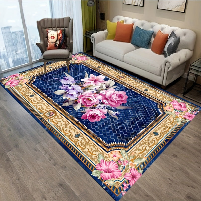 Boho Flower Pattern Kitchen Rug Anti Fatigue Carpet Mat Vintage Non Slip Rugs