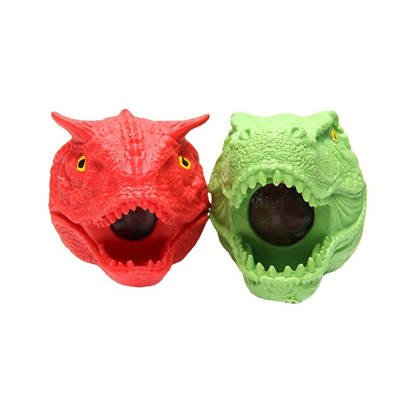 4 Pcs Dino Head Squeeze Ball TPR Rubber Toy Christmas Gift