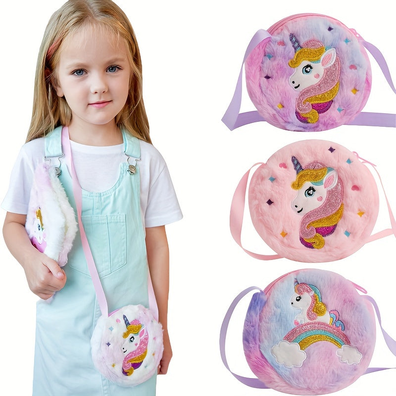 Unicorn Crossbody Bag Coin Purse Tie Dye Plush Mini Wallet