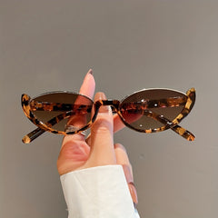 Vintage Half Rimless Oval Sunglasses Women Metal Frame Eyeglasses UV400