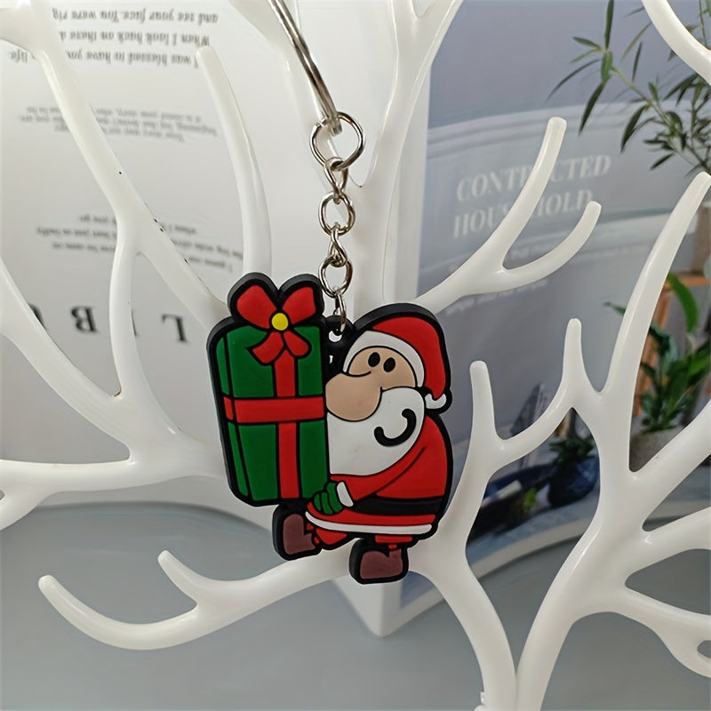 10pcs Christmas Cartoon Keychain PVC Key Ring Charm Gift