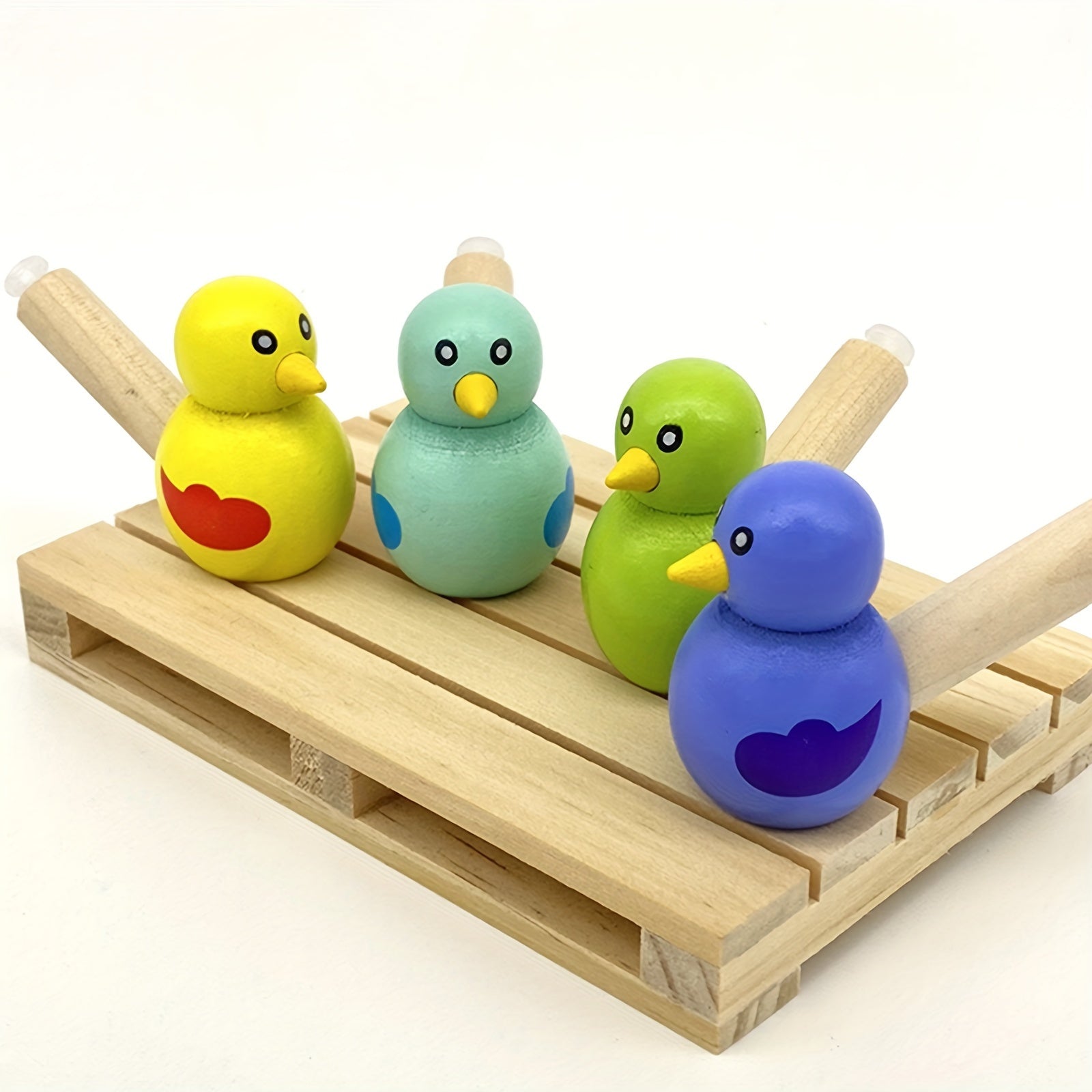 4pcs Wooden Cartoon Bird Whistle Musical Instrument