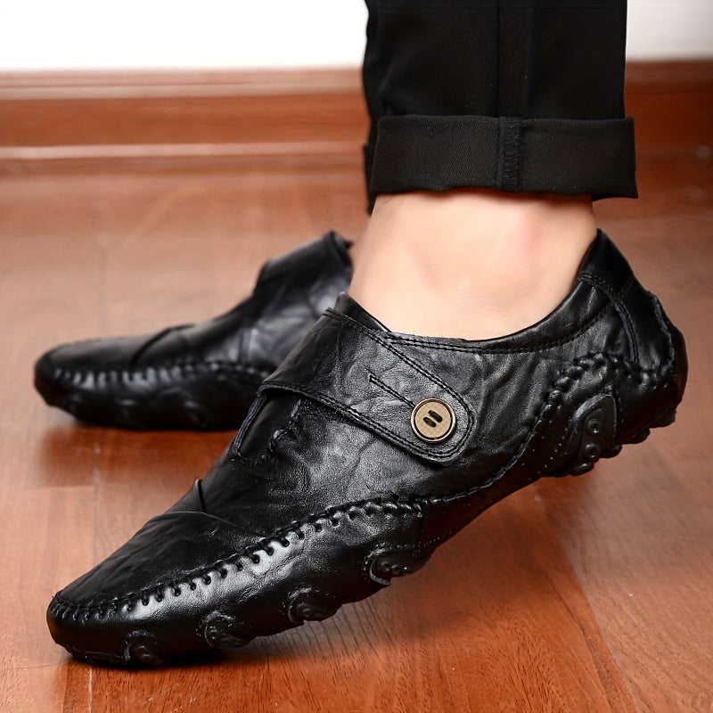 Men's Casual Walking Shoes Button Closure Lace Up Stitch Detail