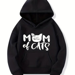 Girls Cat Pattern Smart Hoodie Party Top Pullovers Kids Clothing Gift