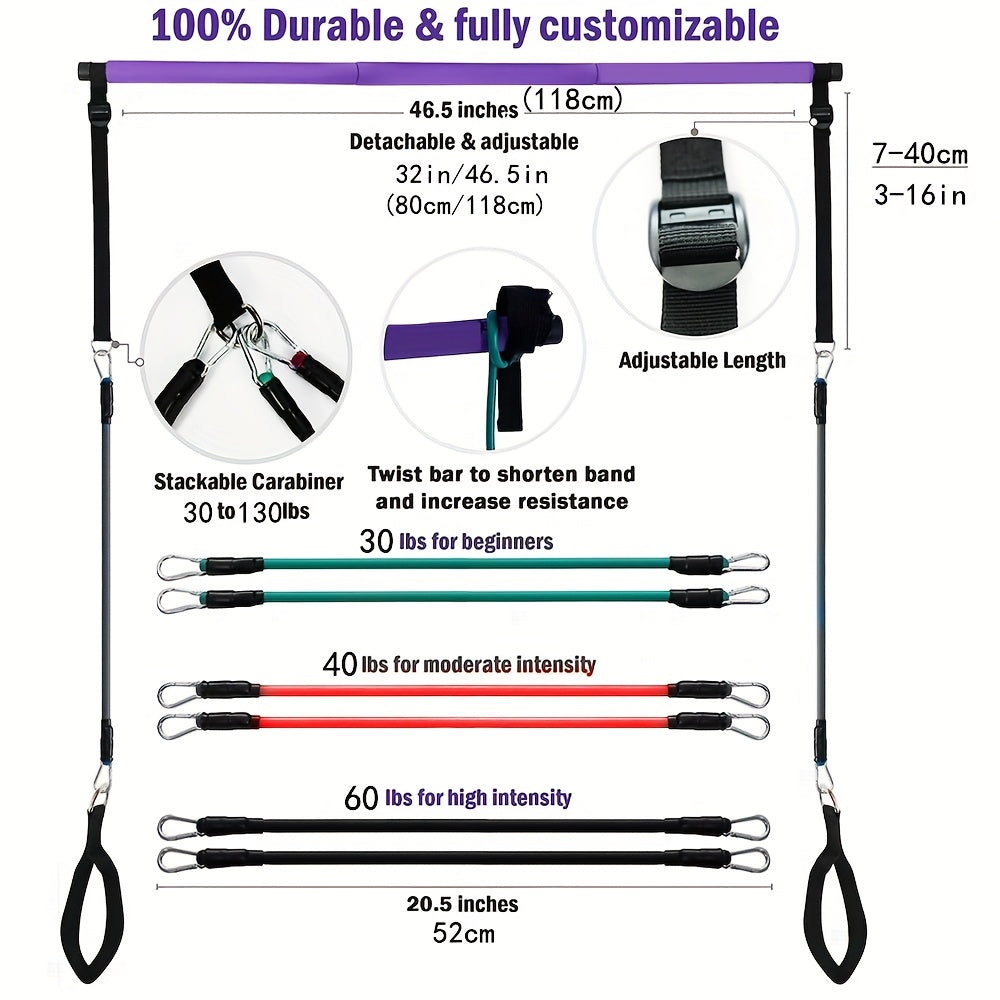 Portable Pilates Bar Kit With Resistance Bands For Men And Women
