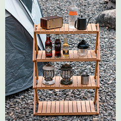 Beech Wood Camping Rack Floor layer Solid Wood Storage Rack