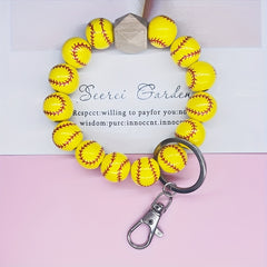 Sports Beaded Keychain Bracelet Baseball Volleyball Basketball Soccer Ten