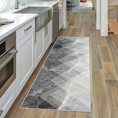 Kitchen Rug Crystal Velvet TPR Bottom Triangle Pattern Non slip Mat