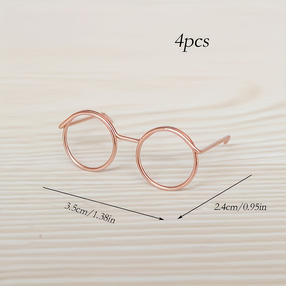 4pcs Mini Eyeglass Frames Various Colors Iron Accessories Metal Craft Glasses