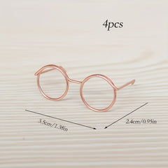 4pcs Mini Eyeglass Frames Various Colors Iron Accessories Metal Craft Glasses