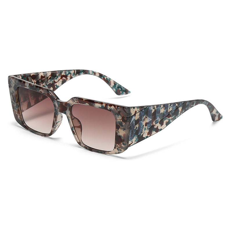 Square Sunglasses Thick Edge Temple Pattern