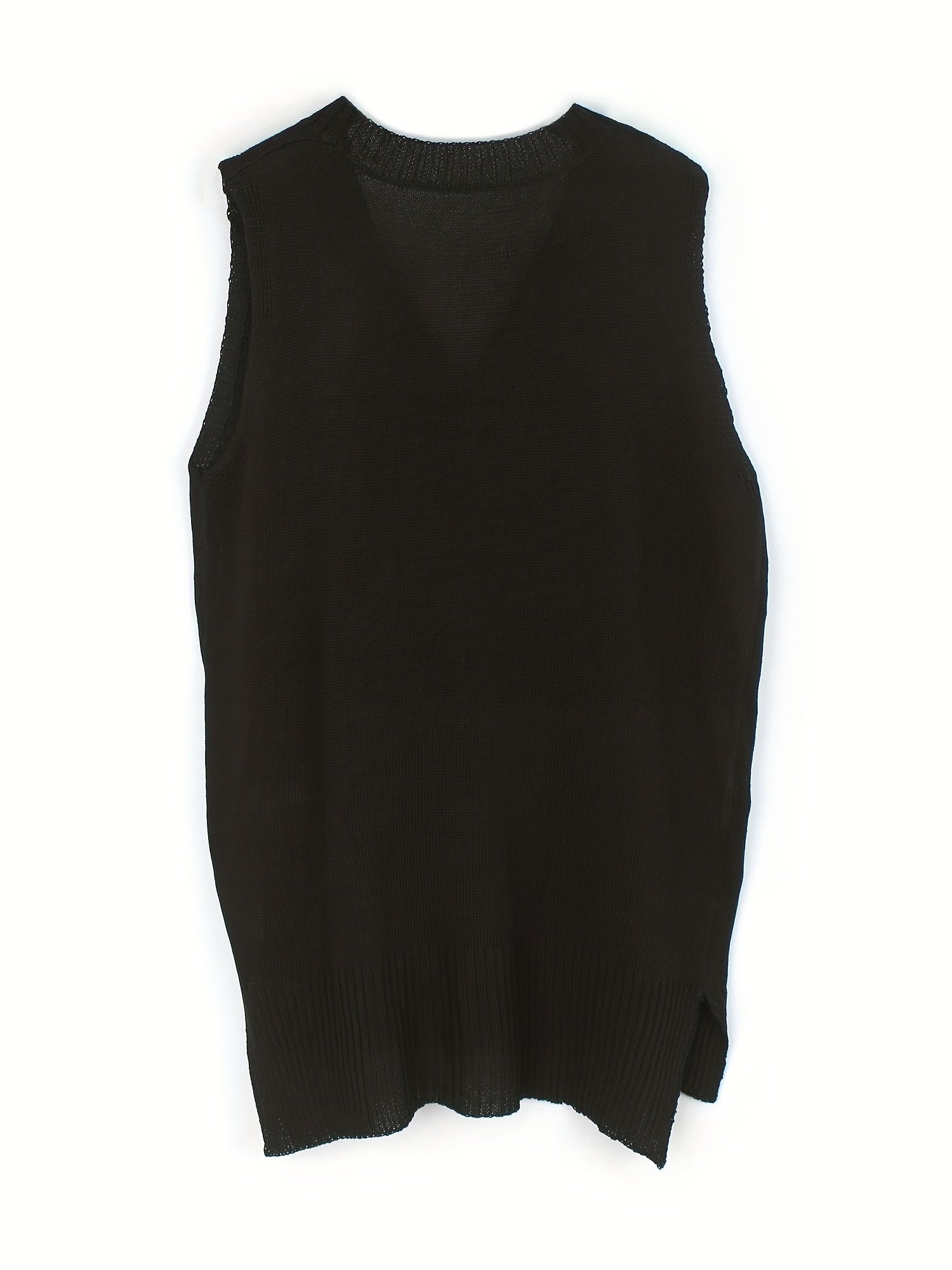 Solid V Neck Sweater Vest Sleeveless Casual Sweater