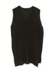 Solid V Neck Sweater Vest Sleeveless Casual Sweater