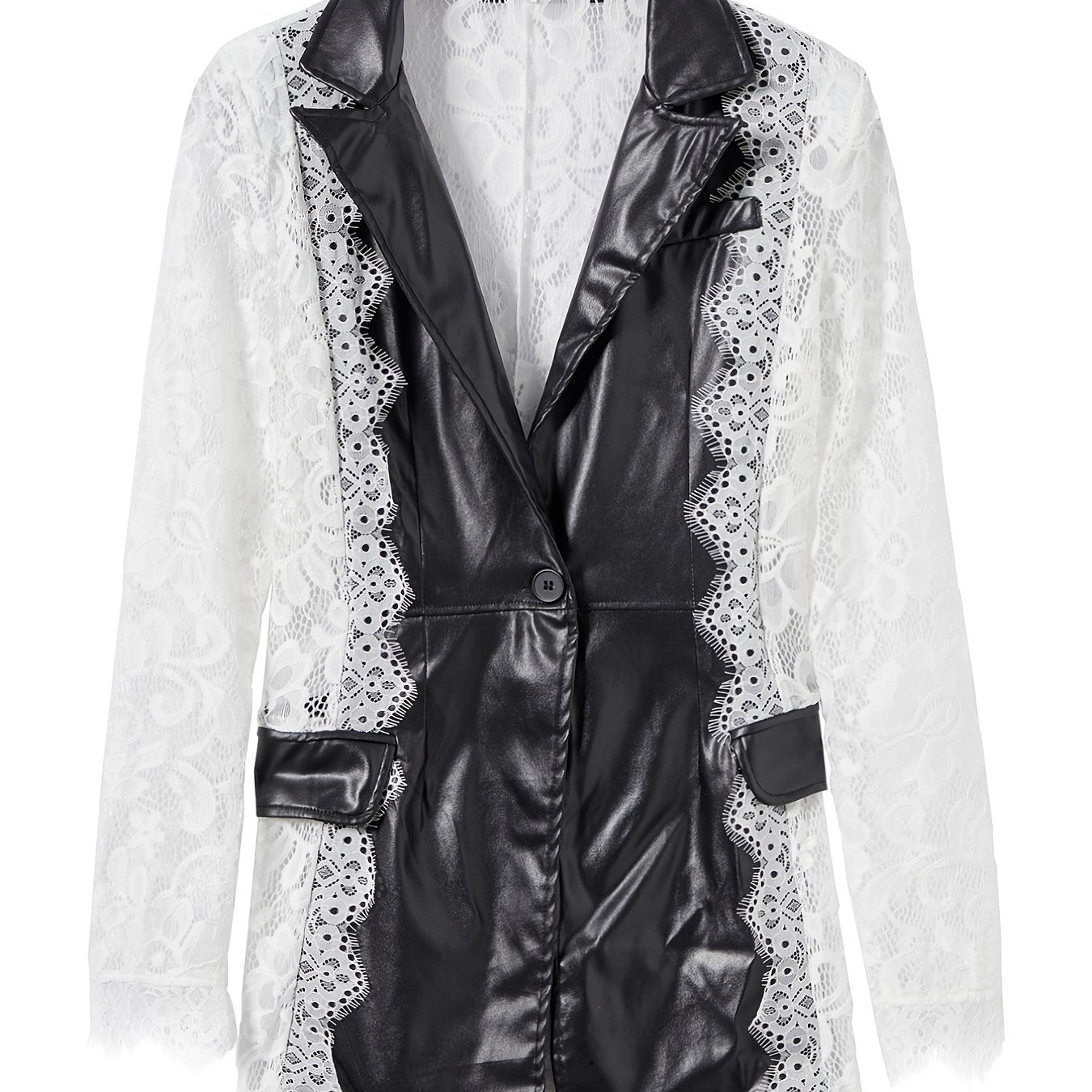 Lace Stitching Lapel Collar Blazer Jacket for Wedding & Party