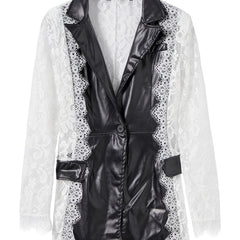 Lace Stitching Lapel Collar Blazer Jacket for Wedding & Party