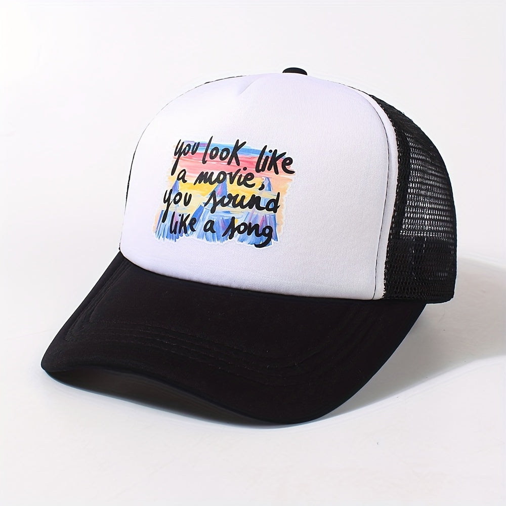 Colorful Letter Print Trucker Hat Mesh Baseball Cap Adjustable Dad Hats