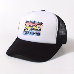 Colorful Letter Print Trucker Hat Mesh Baseball Cap Adjustable Dad Hats