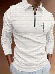 Men's Waffle Pattern Long Sleeve Shirt