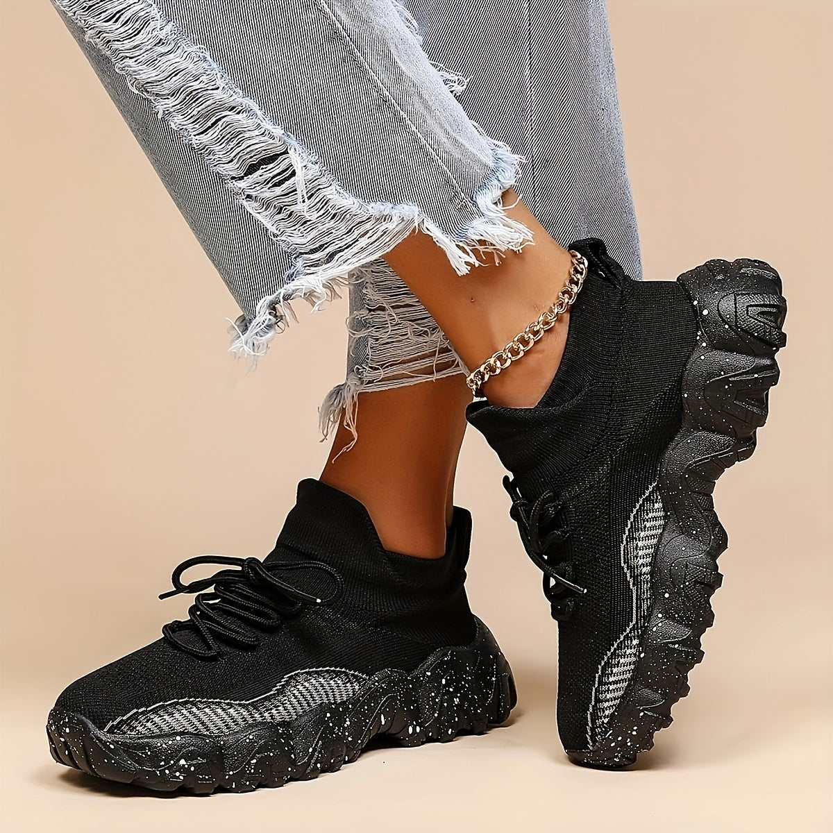 Women's Knitted Comfort Sneakers Lightweight Sports Shoes