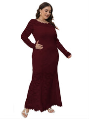 Floral Print Mesh Sleeve Maxi Dress Plus Size