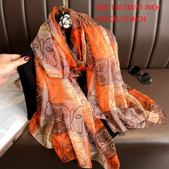 Butterfly Print Gauze Scarf Sunscreen Shawl Classic Windproof Head Wrap