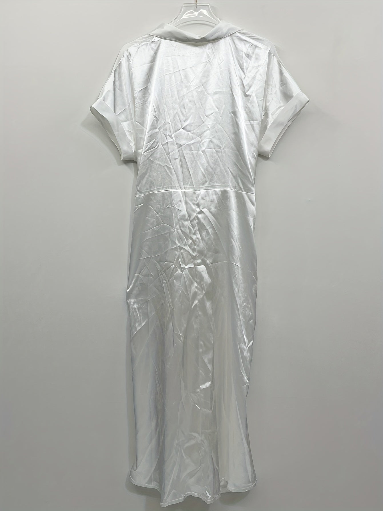 Solid Satin Short Sleeve Mermaid Dress