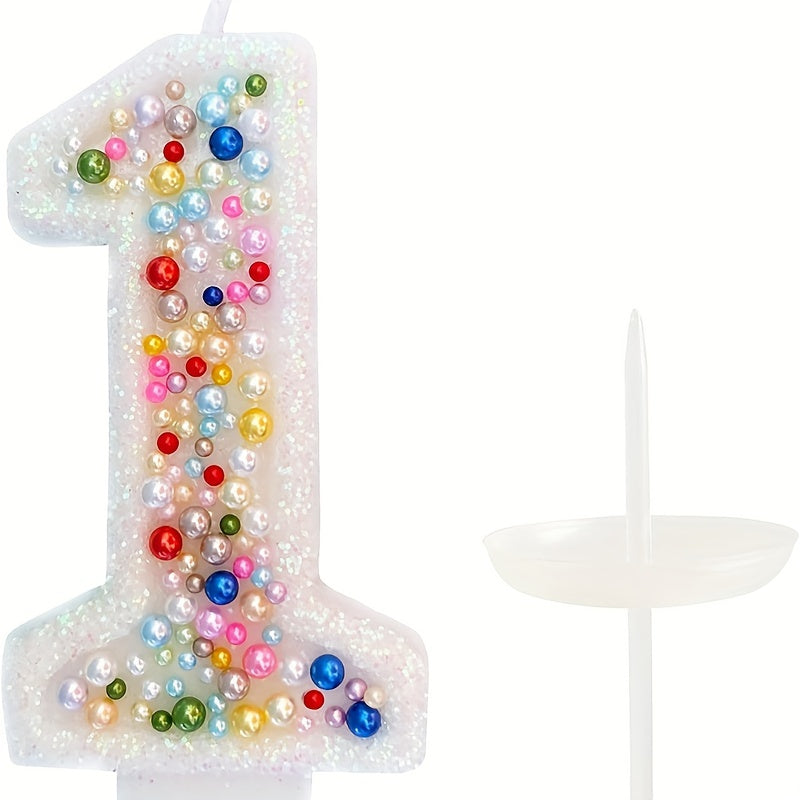 1pc Pearl Sequin Number Candle Party Supplies Birthday Cake Cupcake Holiday