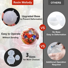 3Pcs 3D Sphere Resin Molds Seamless Ball Shapes Silicone Molds For Resin Casting
