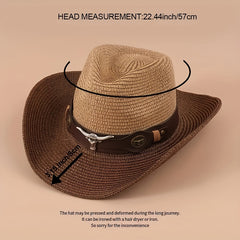 Vintage Jazz Straw Hat Big Brim Sun Beach Cowboy Hat