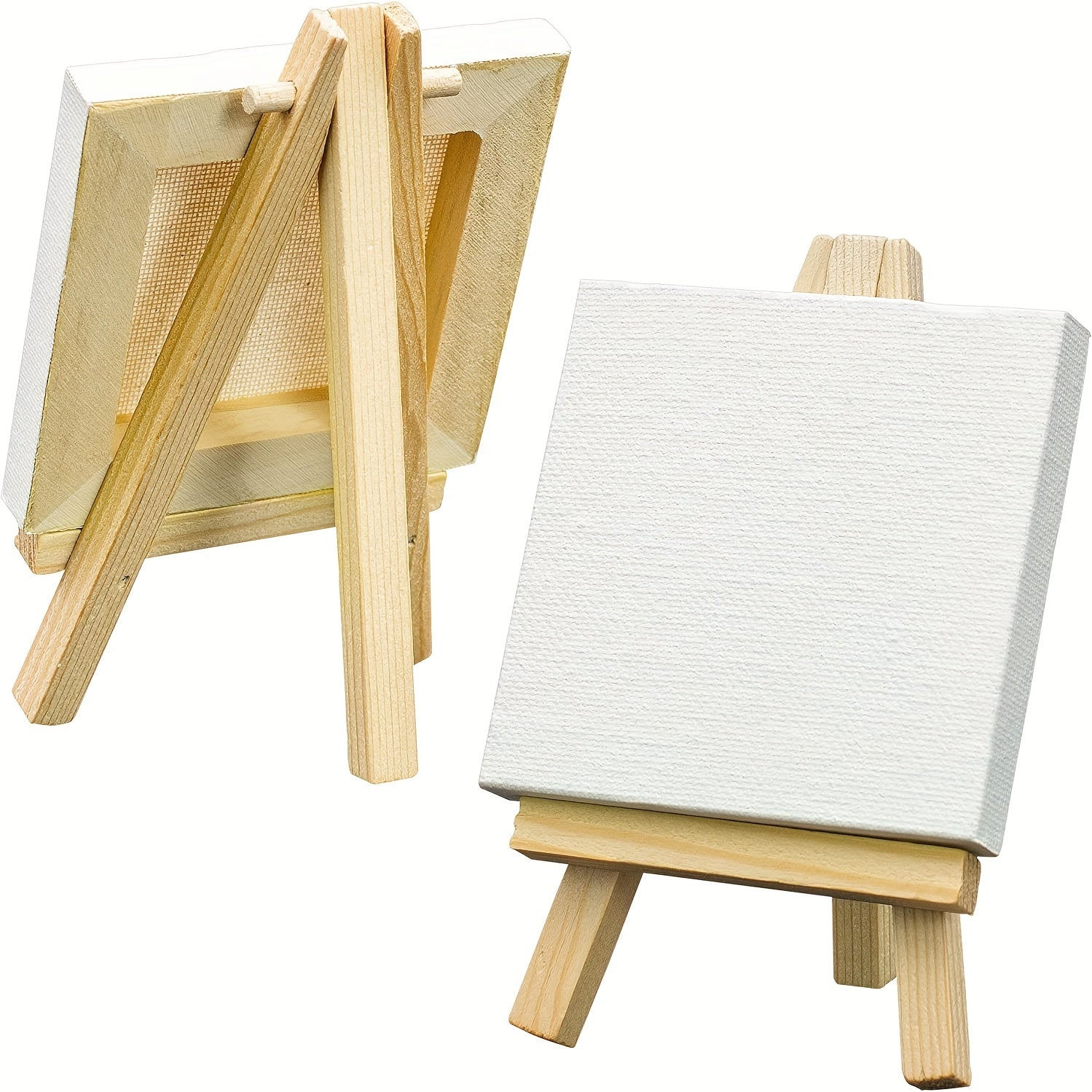 3pcs Mini Canvas Easel Set 7.62x7.62cm Stretched Blank Panels for Painting