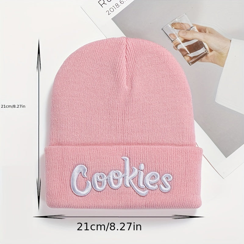 Letter Embroidery Beanie Hip Hop Elastic Skull Cap