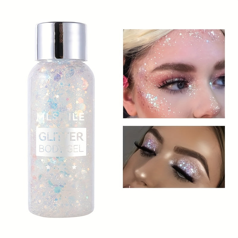 Mermaid Sequins Body Glitter Gel Long Lasting Glitter for Face Hair Eyeshadow