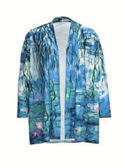 Floral Print Open Front Cardigan