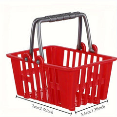 10pcs Mini Shopping Baskets Red Plastic Retail Baskets for Grocery Stores