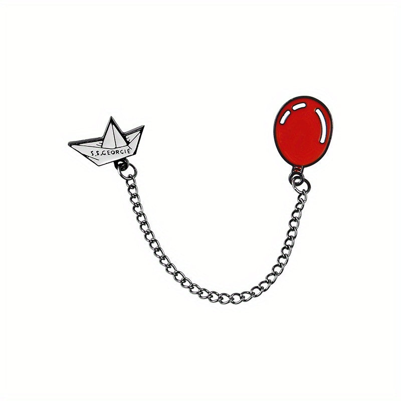 Girl's Christmas Night Horror Chain Badge Red Balloon Brooch