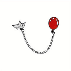 Girl's Christmas Night Horror Chain Badge Red Balloon Brooch
