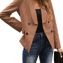 Lapel Solid Blazer Long Sleeve Work Office Outerwear Women's Clothing