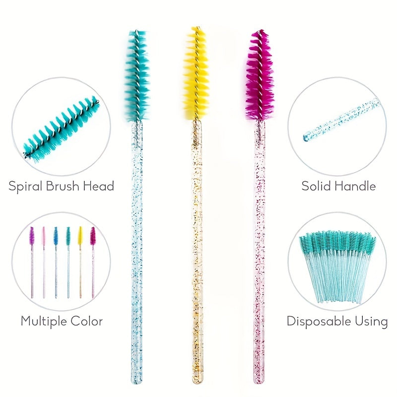 50pcs Crystal Eyelash Brushes for Extensions and Makeup