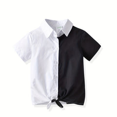 Girls Casual V-neck Short Sleeve T-shirt