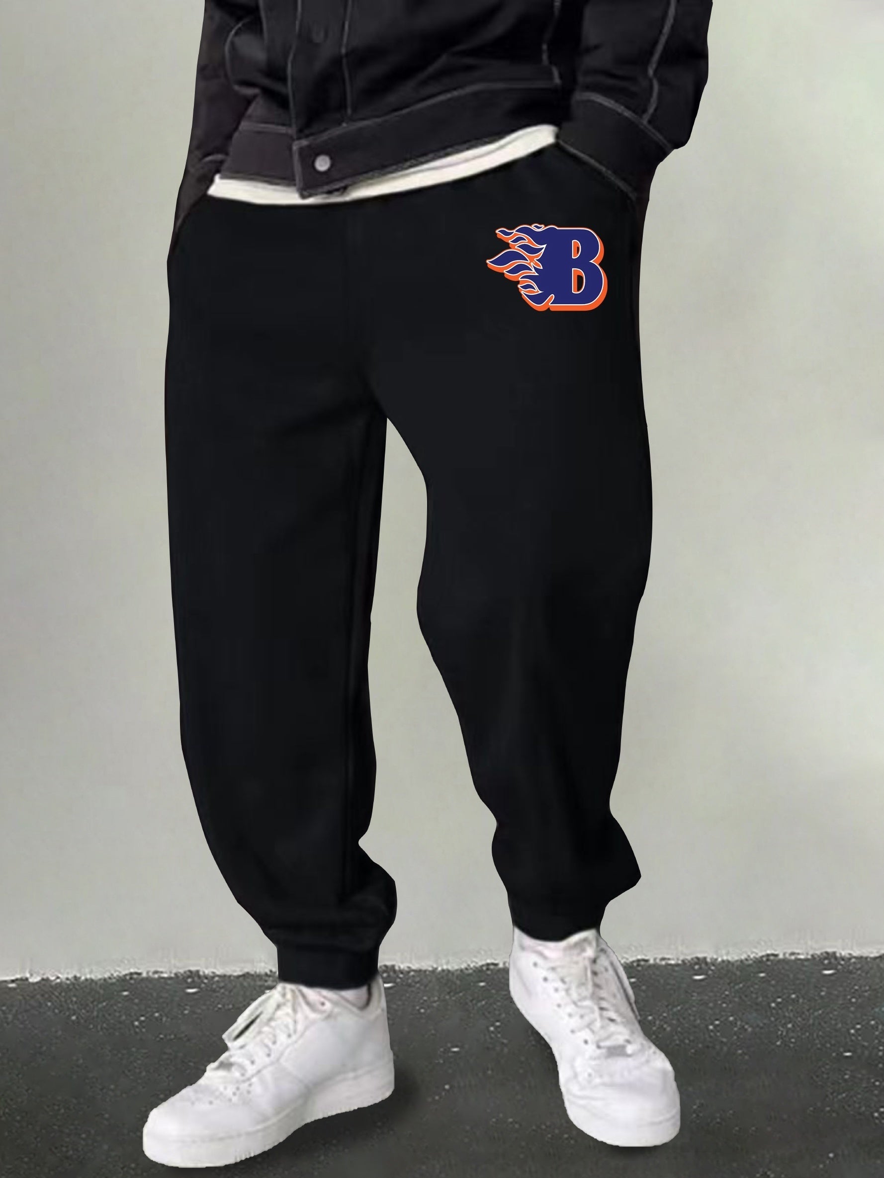 Men's B Graphic Sweatpants Casual Drawstring Joggers Outdoor