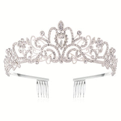 Bridal Crystal Headband Tiara With Comb For Women Rhinestone Hairband