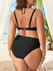 Sexy Plus Size Mesh Halter Bra & Panty Bikini Set