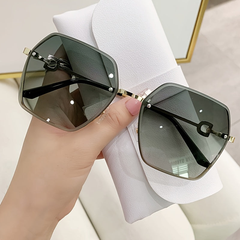 Square Rimless Sunglasses Women Gradient Lens