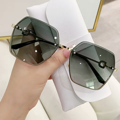 Square Rimless Sunglasses Women Gradient Lens